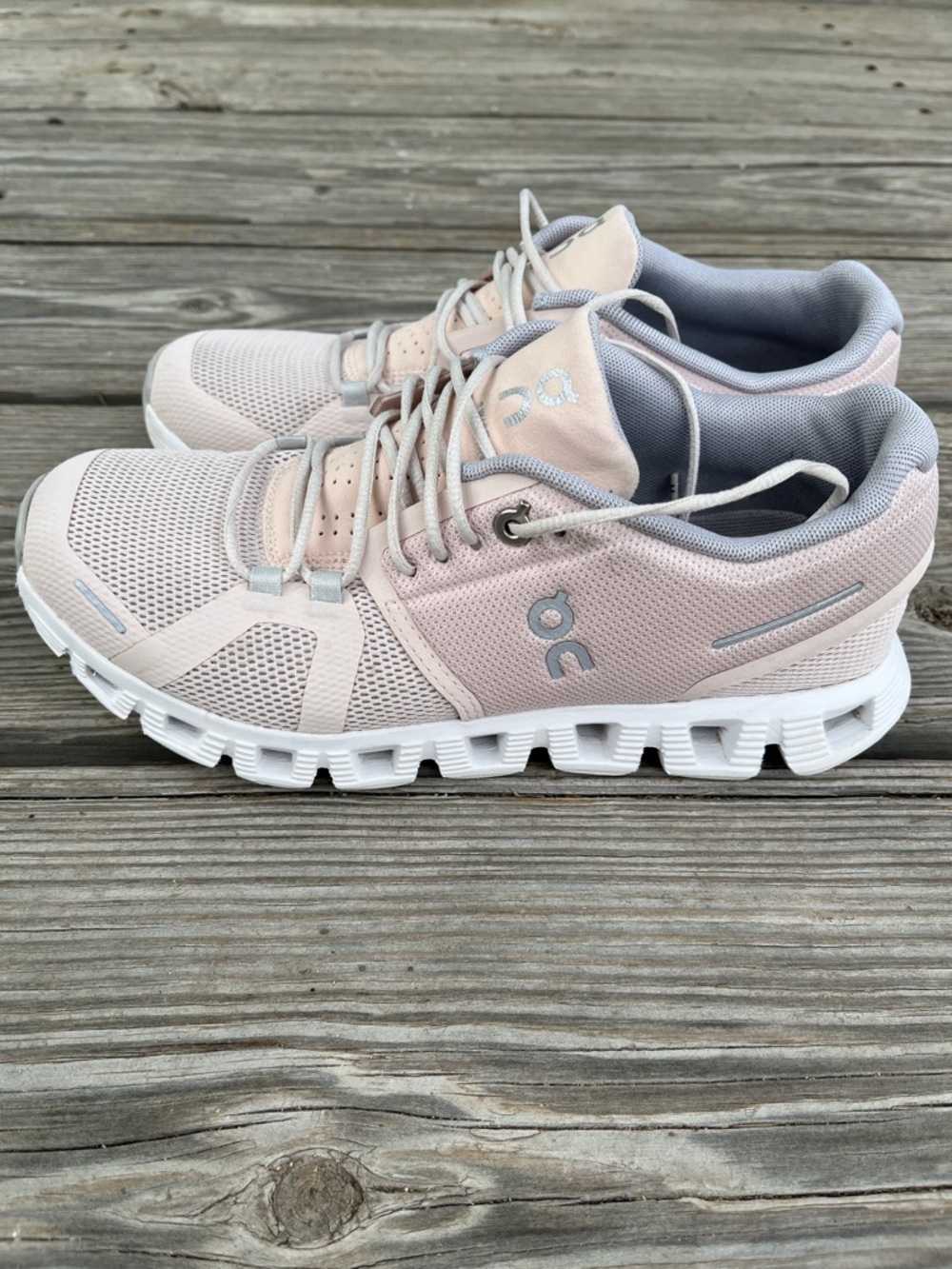 On Running Pale Pink Mesh Sneakers with White Sole